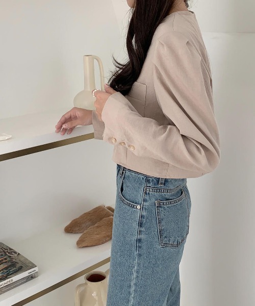 mood for a day(ムードフォーアデイ)の「gloomy short blouse / クロップドパフブラウス(シャツ/ブラウス・レディース・クリーム/ベージュ/ブルー・FREE)」の17枚目の写真