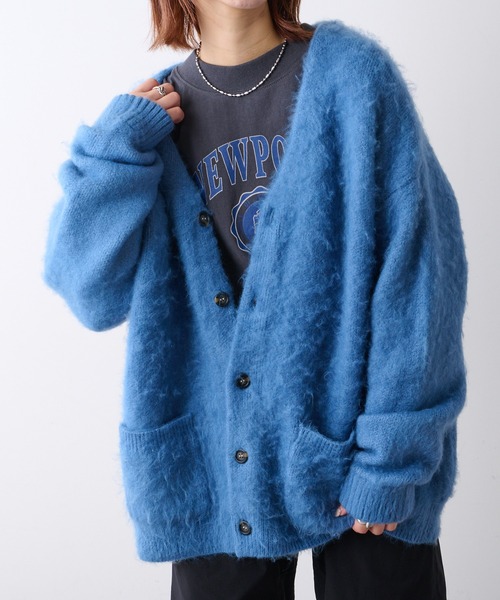 CIAOPANIC TYPY(チャオパニックティピー)の「【ZOZOTOWN限定】【ユニセックス】モヘアライクジャガードニットカーディガン(カーディガン/ボレロ・メンズ・ブラック/ネイビー/サックスブルー/オレンジ/グリーン/サンドベージュ・MEDIUM/LARGE)」の7枚目の写真