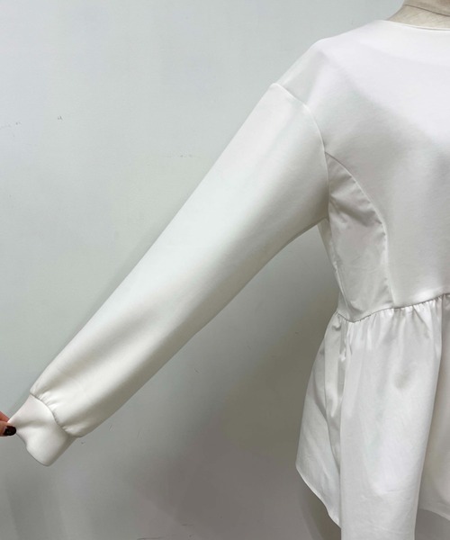 PICCIN（ピッチン）の「ボンディングペプラムカットソー（Tシャツ/カットソー・レディース・ブラック/オフホワイト・M）」の20枚目の写真