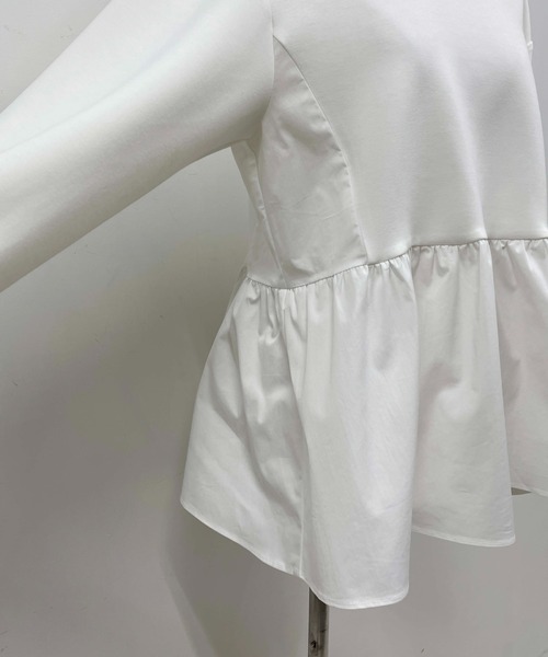 PICCIN（ピッチン）の「ボンディングペプラムカットソー（Tシャツ/カットソー・レディース・ブラック/オフホワイト・M）」の21枚目の写真