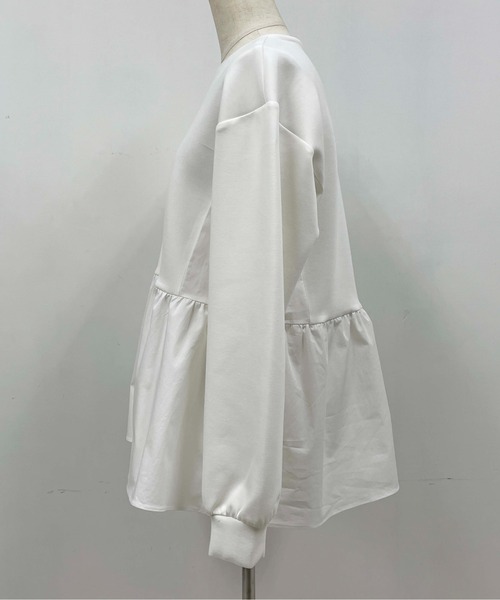 PICCIN（ピッチン）の「ボンディングペプラムカットソー（Tシャツ/カットソー・レディース・ブラック/オフホワイト・M）」の16枚目の写真