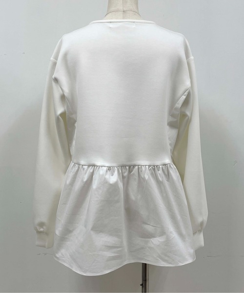 PICCIN（ピッチン）の「ボンディングペプラムカットソー（Tシャツ/カットソー・レディース・ブラック/オフホワイト・M）」の17枚目の写真