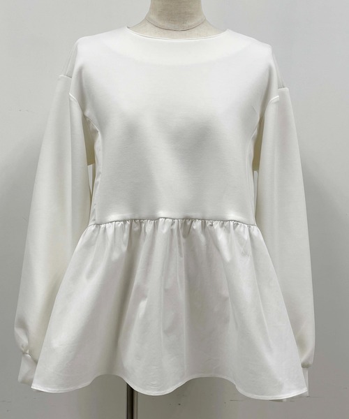 PICCIN（ピッチン）の「ボンディングペプラムカットソー（Tシャツ/カットソー・レディース・ブラック/オフホワイト・M）」の15枚目の写真