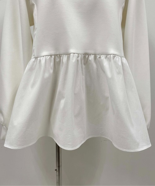 PICCIN（ピッチン）の「ボンディングペプラムカットソー（Tシャツ/カットソー・レディース・ブラック/オフホワイト・M）」の19枚目の写真