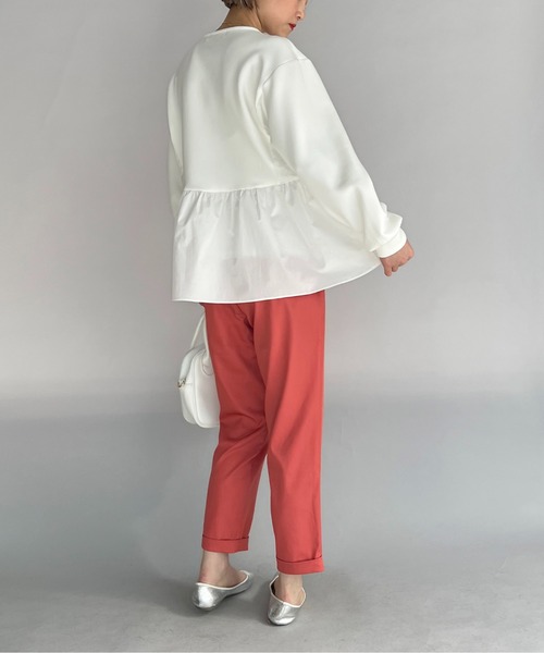 PICCIN（ピッチン）の「ボンディングペプラムカットソー（Tシャツ/カットソー・レディース・ブラック/オフホワイト・M）」の3枚目の写真