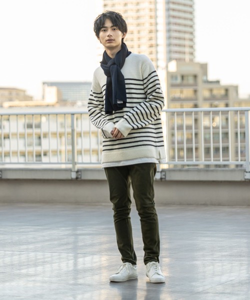 GLOBAL WORK（グローバルワーク）の「ヤミツキニットマフラー/229681（マフラー・メンズ・チャコールグレー/ネイビー/ライトベージュ・FREE）」の22枚目の写真