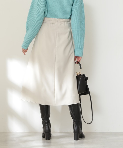 N.（N. Natural Beauty Basic）（エヌエヌナチュラルビューティーベーシック）の「◆配色ステッチラップ風プリーツスカート（スカート・レディース・オフホワイト/ライトグリーン/パープル・MEDIUM）」の14枚目の写真