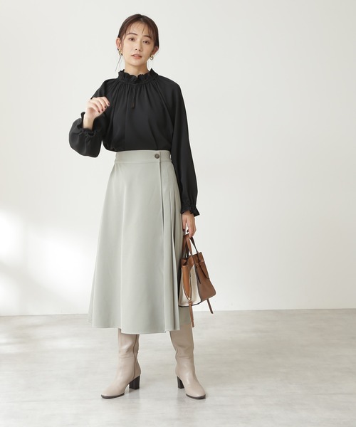 N.（N. Natural Beauty Basic）（エヌエヌナチュラルビューティーベーシック）の「◆配色ステッチラップ風プリーツスカート（スカート・レディース・オフホワイト/ライトグリーン/パープル・MEDIUM）」の9枚目の写真