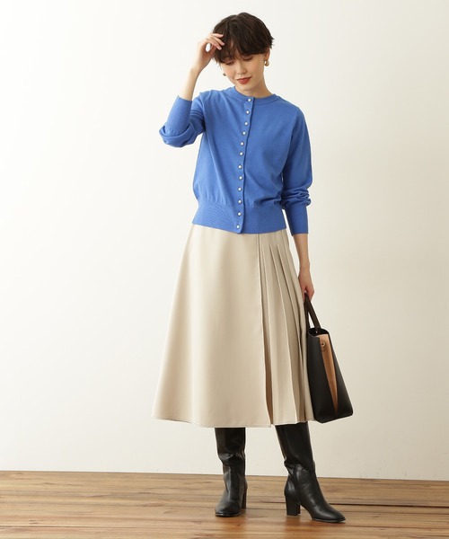 N.（N. Natural Beauty Basic）（エヌエヌナチュラルビューティーベーシック）の「◆配色ステッチラップ風プリーツスカート（スカート・レディース・オフホワイト/ライトグリーン/パープル・MEDIUM）」の20枚目の写真