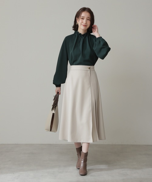 N.（N. Natural Beauty Basic）（エヌエヌナチュラルビューティーベーシック）の「◆配色ステッチラップ風プリーツスカート（スカート・レディース・オフホワイト/ライトグリーン/パープル・MEDIUM）」の18枚目の写真