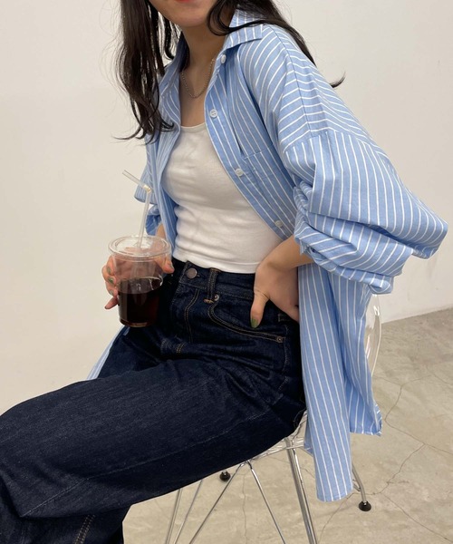 WEGO(ウィゴー)の「WEGO/ボリュームスリーブBIGシャツ(シャツ/ブラウス・レディース・その他1/グリーン系その他4/ブルー系その他4/ホワイト・FREE)」の4枚目の写真