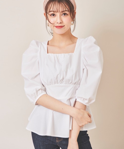 31 Sons de mode（トランテアン　ソン　ドゥ　モード）の「バックリボンペプラムブラウス（シャツ/ブラウス・レディース・ローズ/オフホワイト/イエロー・36）」の19枚目の写真