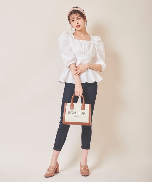 31 Sons de mode（トランテアン　ソン　ドゥ　モード）の「バックリボンペプラムブラウス（シャツ/ブラウス・レディース・ローズ/オフホワイト/イエロー・36）」の15枚目の写真