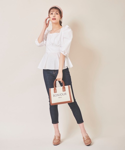 31 Sons de mode（トランテアン　ソン　ドゥ　モード）の「バックリボンペプラムブラウス（シャツ/ブラウス・レディース・ローズ/オフホワイト/イエロー・36）」の13枚目の写真