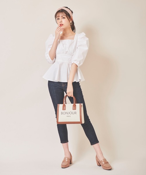 31 Sons de mode（トランテアン　ソン　ドゥ　モード）の「バックリボンペプラムブラウス（シャツ/ブラウス・レディース・ローズ/オフホワイト/イエロー・36）」の12枚目の写真