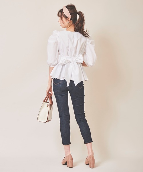 31 Sons de mode（トランテアン　ソン　ドゥ　モード）の「バックリボンペプラムブラウス（シャツ/ブラウス・レディース・ローズ/オフホワイト/イエロー・36）」の9枚目の写真