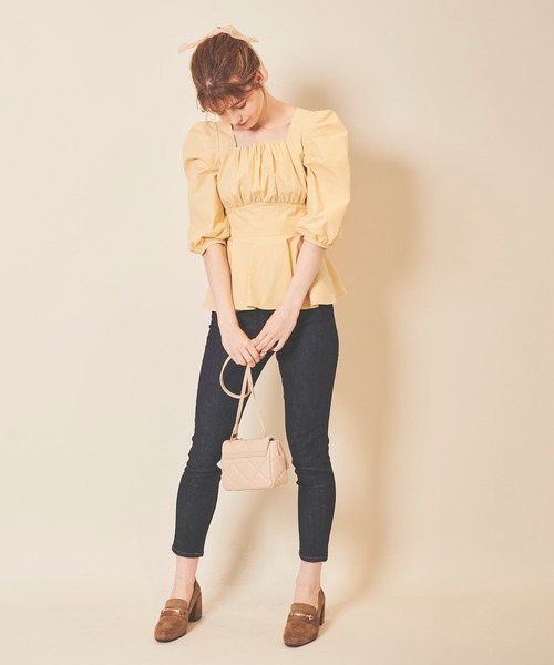 31 Sons de mode（トランテアン　ソン　ドゥ　モード）の「バックリボンペプラムブラウス（シャツ/ブラウス・レディース・ローズ/オフホワイト/イエロー・36）」の20枚目の写真