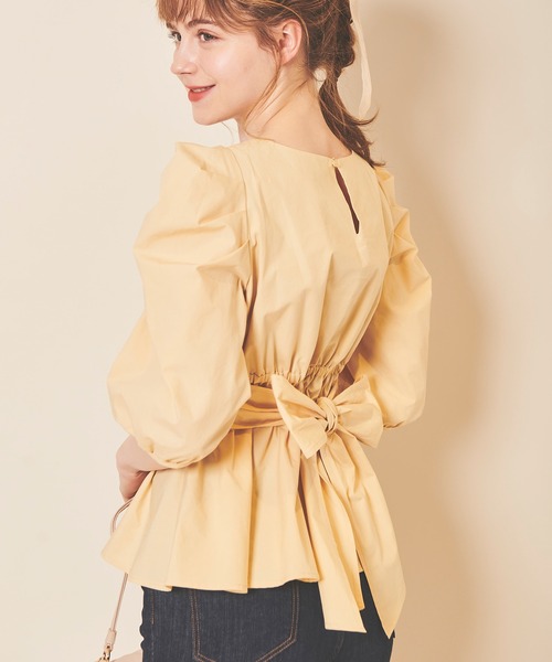 31 Sons de mode（トランテアン　ソン　ドゥ　モード）の「バックリボンペプラムブラウス（シャツ/ブラウス・レディース・ローズ/オフホワイト/イエロー・36）」の4枚目の写真