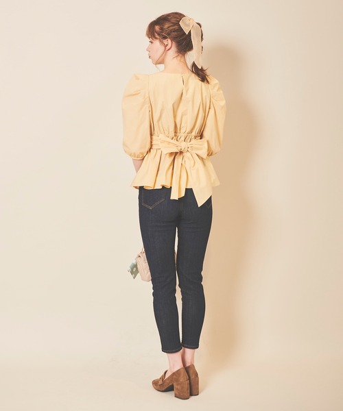 31 Sons de mode（トランテアン　ソン　ドゥ　モード）の「バックリボンペプラムブラウス（シャツ/ブラウス・レディース・ローズ/オフホワイト/イエロー・36）」の17枚目の写真