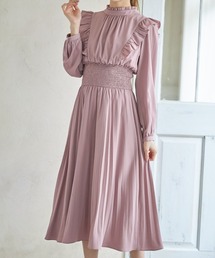 tocco closet | 後ろリボン付きフリル装飾ウエストシャーリング切替プリーツワンピース(ワンピース)