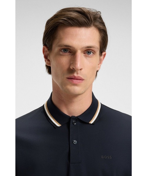 BOSS(ボス)の「ストライプカラー スリムフィット コットン ポロシャツ(ポロシャツ・メンズ・ホワイト/ブラック/グリーン/ピンク/ネイビー・S/L/XL/M/XXL/XS/XXXL)」の12枚目の写真