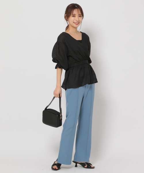 mysty woman(ミスティウーマン)の「チェックカシュクール2WAYブラウス 273527(シャツ/ブラウス・レディース・ブラック/ベージュ/イエロー・FREE)」の4枚目の写真