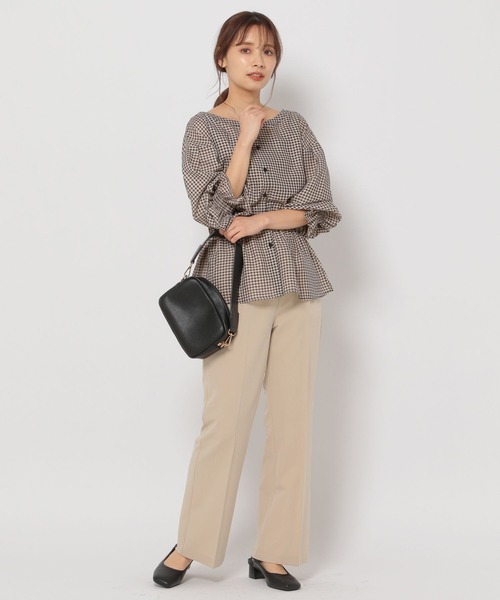 mysty woman(ミスティウーマン)の「チェックカシュクール2WAYブラウス 273527(シャツ/ブラウス・レディース・ブラック/ベージュ/イエロー・FREE)」の5枚目の写真
