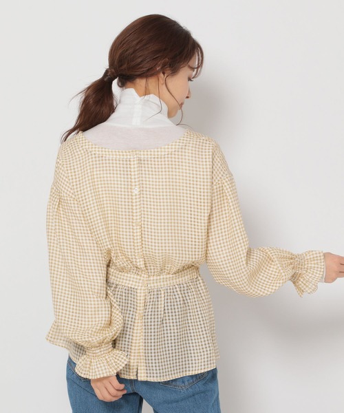 mysty woman(ミスティウーマン)の「チェックカシュクール2WAYブラウス 273527(シャツ/ブラウス・レディース・ブラック/ベージュ/イエロー・FREE)」の7枚目の写真