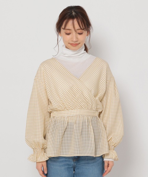 mysty woman(ミスティウーマン)の「チェックカシュクール2WAYブラウス 273527(シャツ/ブラウス・レディース・ブラック/ベージュ/イエロー・FREE)」の8枚目の写真