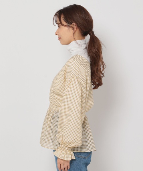 mysty woman(ミスティウーマン)の「チェックカシュクール2WAYブラウス 273527(シャツ/ブラウス・レディース・ブラック/ベージュ/イエロー・FREE)」の9枚目の写真