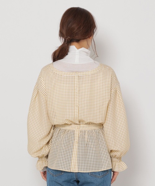 mysty woman(ミスティウーマン)の「チェックカシュクール2WAYブラウス 273527(シャツ/ブラウス・レディース・ブラック/ベージュ/イエロー・FREE)」の10枚目の写真