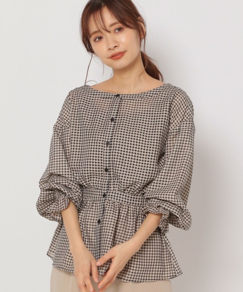 mysty woman(ミスティウーマン)の「チェックカシュクール2WAYブラウス 273527(シャツ/ブラウス・レディース・ブラック/ベージュ/イエロー・FREE)」の22枚目の写真