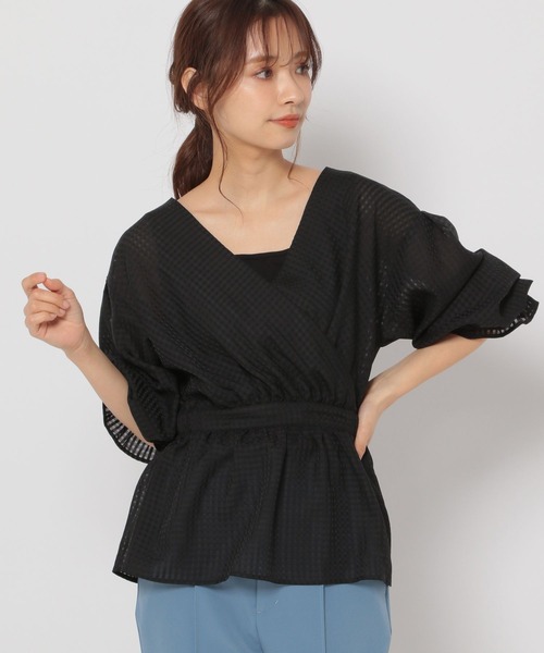 mysty woman(ミスティウーマン)の「チェックカシュクール2WAYブラウス 273527(シャツ/ブラウス・レディース・ブラック/ベージュ/イエロー・FREE)」の18枚目の写真