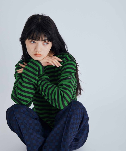 agnes b.（アニエスベー）の「【agnes b. pour ADAM ET ROPE'】ロングスリーブボーダーＴシャツ（Tシャツ/カットソー・メンズ・ピンク/グリーン/オレンジ/グレー/ネイビー/ブルー・L/XL）」の18枚目の写真