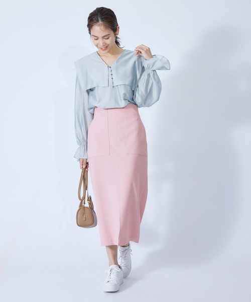 ROPE'(ロペ)の「【秋にも使える】ポケット付きタイトスカート/22SS(スカート・レディース・ベージュ/ネイビー/ブルー系その他4/ピンク/オレンジ・36/38)」の10枚目の写真