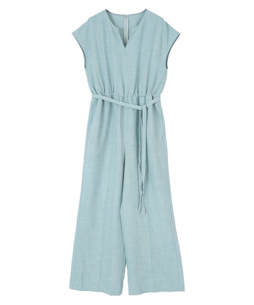 リネンライクヘンリーネックオールインワン