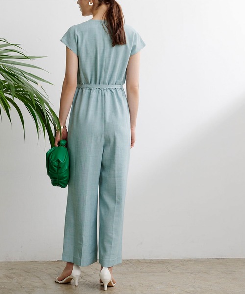 リネンライクヘンリーネックオールインワン