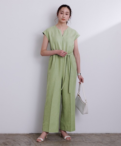 UR'S（ユアーズ）の「リネンライクヘンリーネックオールインワン（つなぎ/オールインワン・レディース・サンドベージュ/グリーン/ブラック/グリーン系その他/アイボリー/ブルー系その他・L/M/S）」の7枚目の写真