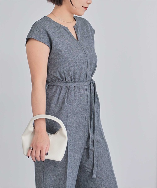 UR'S（ユアーズ）の「リネンライクヘンリーネックオールインワン（つなぎ/オールインワン・レディース・サンドベージュ/グリーン/ブラック/グリーン系その他/アイボリー/ブルー系その他・L/M/S）」の13枚目の写真