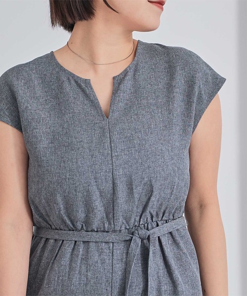 UR'S（ユアーズ）の「リネンライクヘンリーネックオールインワン（つなぎ/オールインワン・レディース・サンドベージュ/グリーン/ブラック/グリーン系その他/アイボリー/ブルー系その他・L/M/S）」の19枚目の写真