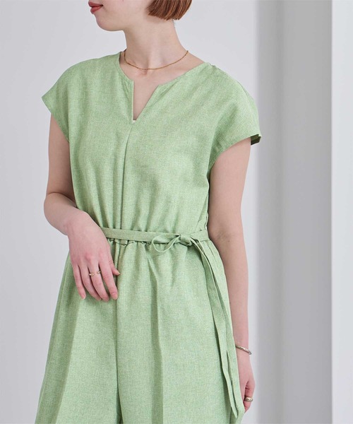 UR'S（ユアーズ）の「リネンライクヘンリーネックオールインワン（つなぎ/オールインワン・レディース・サンドベージュ/グリーン/ブラック/グリーン系その他/アイボリー/ブルー系その他・L/M/S）」の17枚目の写真