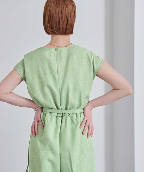 UR'S（ユアーズ）の「リネンライクヘンリーネックオールインワン（つなぎ/オールインワン・レディース・サンドベージュ/グリーン/ブラック/グリーン系その他/アイボリー/ブルー系その他・L/M/S）」の15枚目の写真