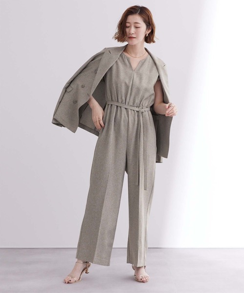 UR'S（ユアーズ）の「リネンライクヘンリーネックオールインワン