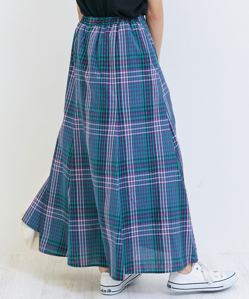 INCEDE（インシード）の「マドラスチェックフレアスカート（スカート・レディース・ネイビー/オレンジ/グリーン・LL/3L/4L/M/L）」の8枚目の写真