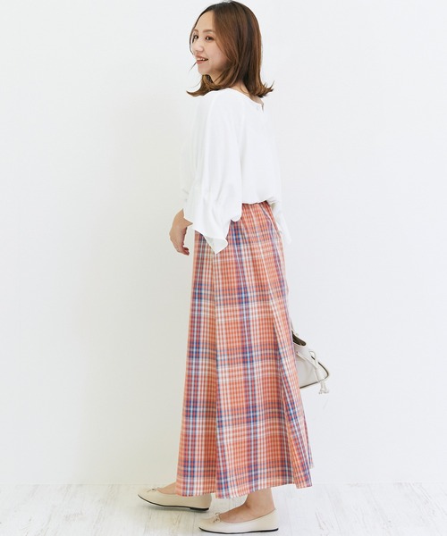 INCEDE（インシード）の「マドラスチェックフレアスカート（スカート・レディース・ネイビー/オレンジ/グリーン・LL/3L/4L/M/L）」の20枚目の写真