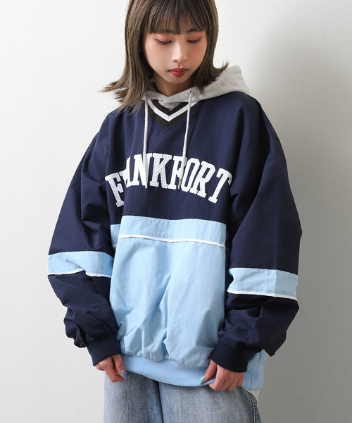 ZIP FIVE（ジップファイブ）の「【loot box】 切替カレッジロゴ　ナイロンプルオーバー（その他トップス・レディース・ブルーグリーン/ネイビー系/ネイビー系1/イエロー系・MEDIUM/LARGE）」の3枚目の写真