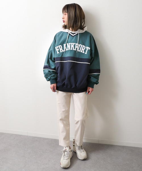 ZIP FIVE（ジップファイブ）の「【loot box】 切替カレッジロゴ　ナイロンプルオーバー（その他トップス・レディース・ブルーグリーン/ネイビー系/ネイビー系1/イエロー系・MEDIUM/LARGE）」の5枚目の写真