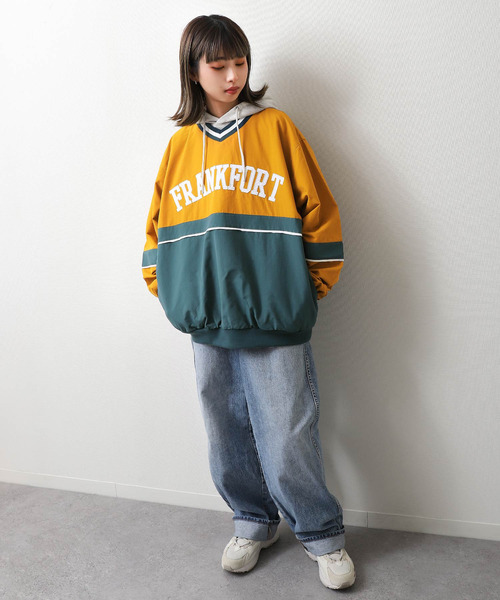 ZIP FIVE（ジップファイブ）の「【loot box】 切替カレッジロゴ　ナイロンプルオーバー（その他トップス・レディース・ブルーグリーン/ネイビー系/ネイビー系1/イエロー系・MEDIUM/LARGE）」の12枚目の写真