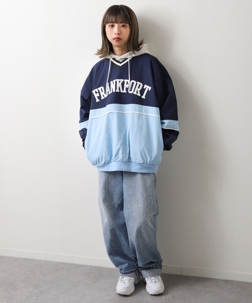 ZIP FIVE（ジップファイブ）の「【loot box】 切替カレッジロゴ　ナイロンプルオーバー（その他トップス・レディース・ブルーグリーン/ネイビー系/ネイビー系1/イエロー系・MEDIUM/LARGE）」の13枚目の写真