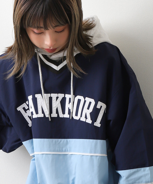 ZIP FIVE（ジップファイブ）の「【loot box】 切替カレッジロゴ　ナイロンプルオーバー（その他トップス・レディース・ブルーグリーン/ネイビー系/ネイビー系1/イエロー系・MEDIUM/LARGE）」の15枚目の写真